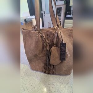 Violet Ray Brown Tote with Braided Detail
